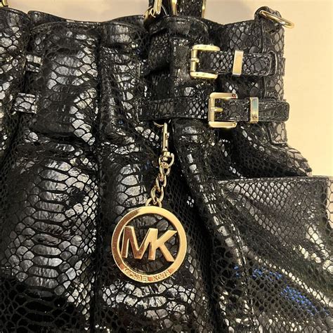 michael kors black shiny snakeskin pattern purse|michael kors snake print handbags.